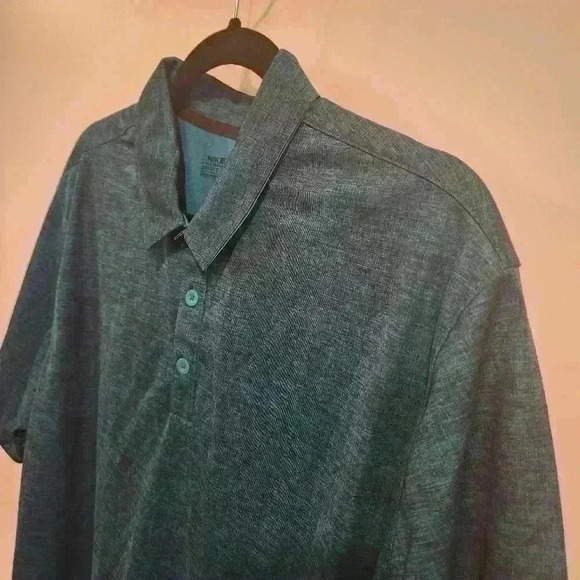 Nike Golf Dri-Fit Stay-Cool Short Sleeve Crosshatch Polo Shirt "Blustery Navy" - Picture 5 of 16